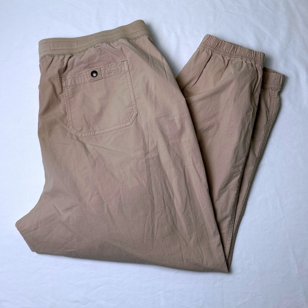 L.L.Bean Womens Ripstop Drawstring Elastic Waist Jogger Pants Size 1X Plus Tan
